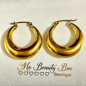Gold Crescent Hoop Earrings